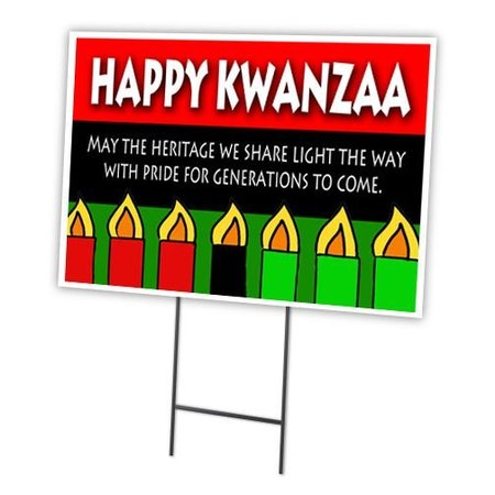 SIGNMISSION Happy Kwanza Share L Yard Sign & Stake outdoor plastic coroplast window C-2436 Happy Kwanza Share L